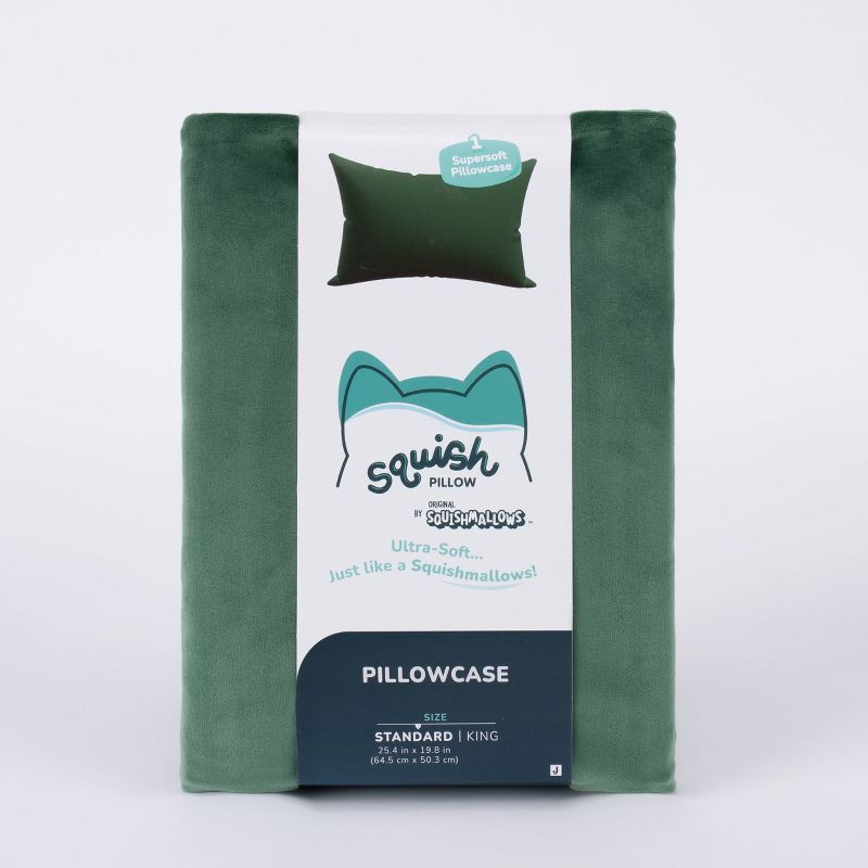 slide 2 of 8, SquishPillow Standard Pillowcase Solid Slumber Evergreen, 1 ct