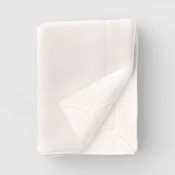 Solid Plush Throw Blanket with Faux Shearling Reverse Ivory - Threshold™