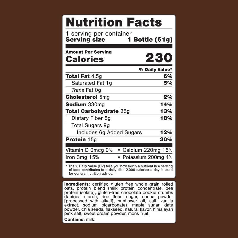 slide 6 of 10, Oats Overnight Cookies and Cream Breakfast Shake - 2.2oz, 2.2 oz