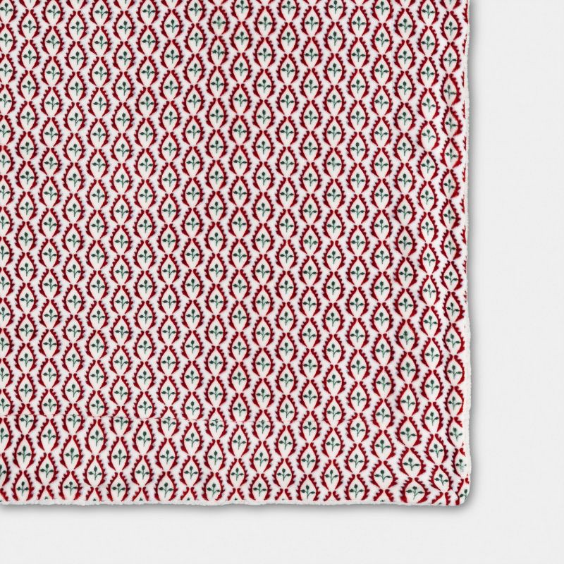 slide 4 of 5, Ditsy Print Plush Throw Blanket with Faux Shearling Reverse - Threshold™, 1 ct