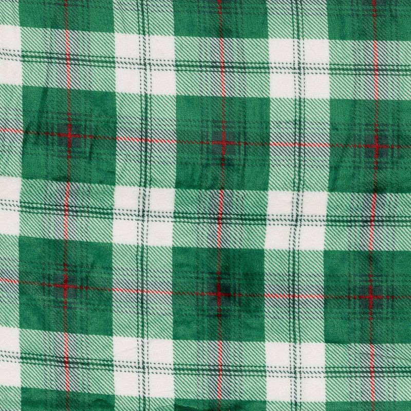 slide 5 of 5, Plaid Plush Throw Blanket with Faux Shearling Reverse Green - Threshold™, 1 ct