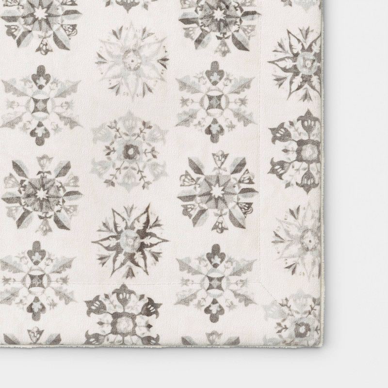 slide 4 of 5, Snowflake Plush Throw Blanket with Faux Shearling Reverse Gray -Threshold™, 1 ct