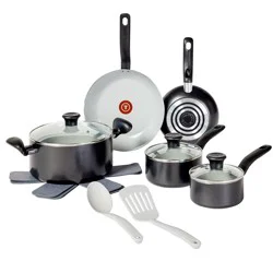 T-Fal 12pc Simply Cook Ceramic Cookware Set Black