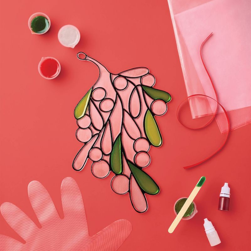 slide 3 of 4, Christmas Craft Stained Glass Mistletoe Resin Kit - Mondo Llama™, 1 ct