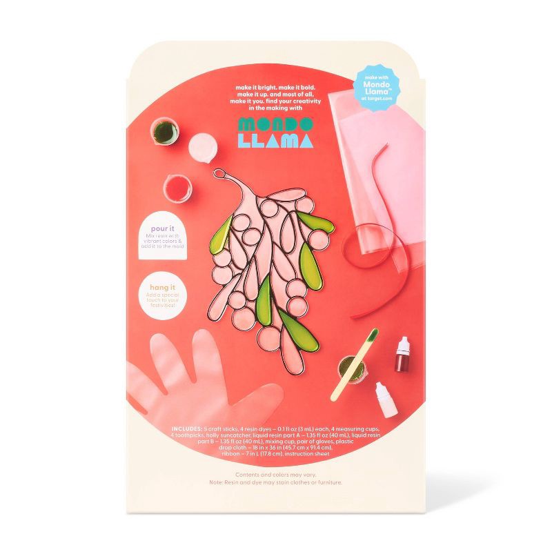 slide 4 of 4, Christmas Craft Stained Glass Mistletoe Resin Kit - Mondo Llama™, 1 ct