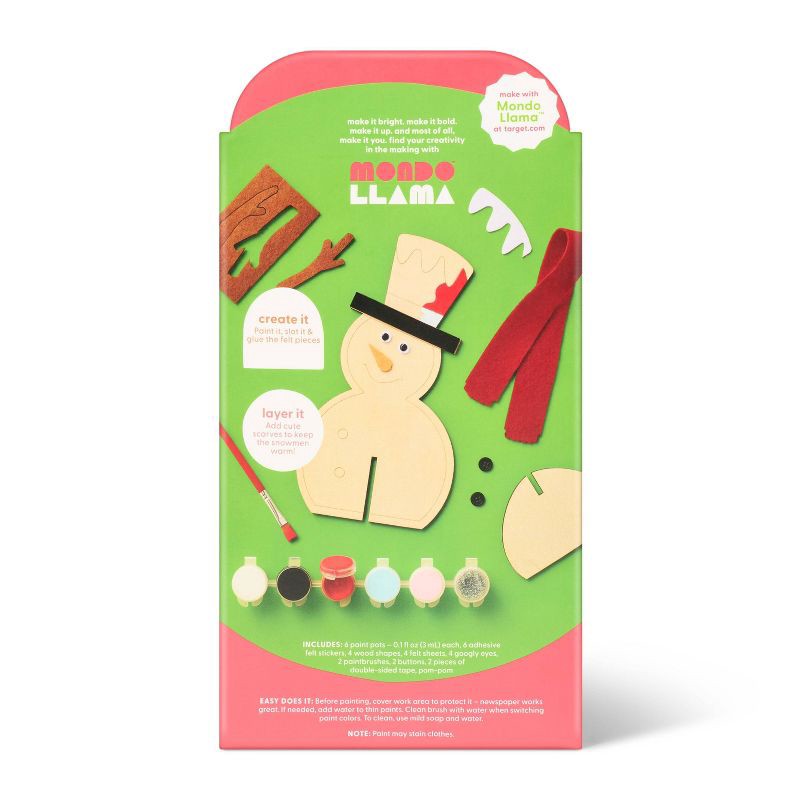 slide 4 of 4, Christmas Craft 3D 2ct Wood Snowman Painting Activity Kit - Mondo Llama™, 2 ct
