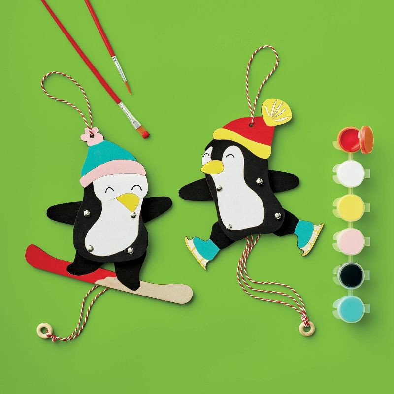 slide 2 of 4, Christmas Craft 2ct Penguin Ornaments Painting Activity Kit - Mondo Llama™, 2 ct