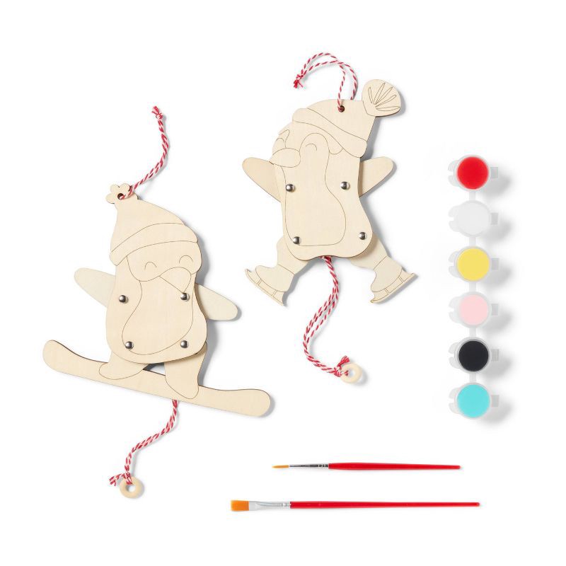 slide 3 of 4, Christmas Craft 2ct Penguin Ornaments Painting Activity Kit - Mondo Llama™, 2 ct