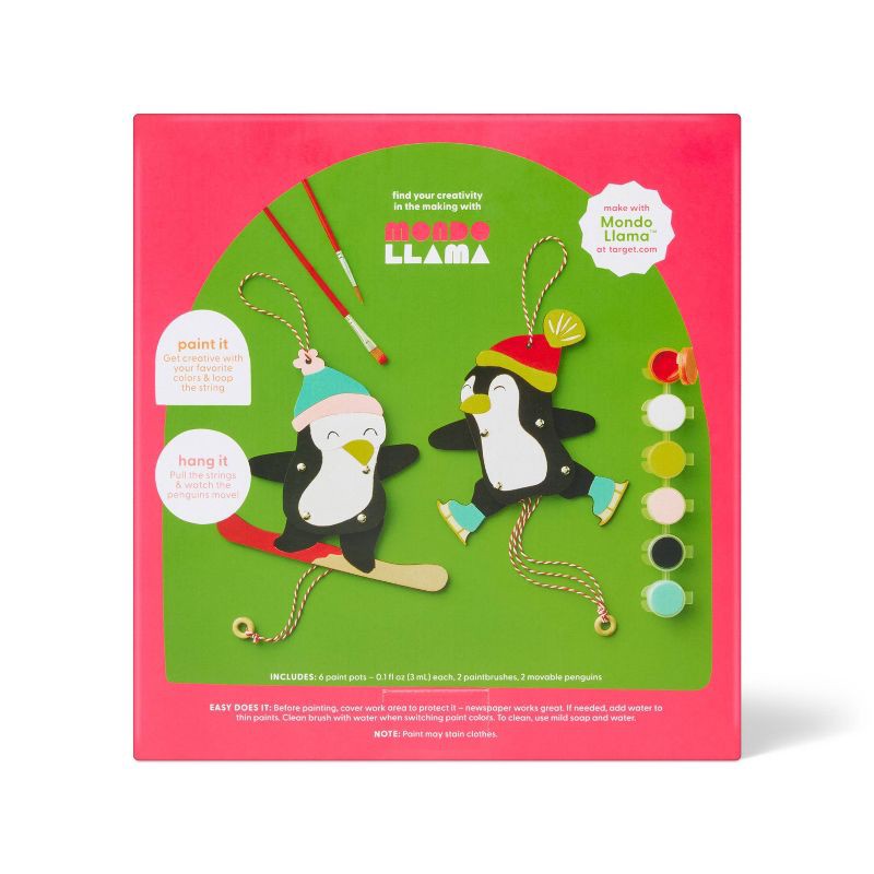 slide 4 of 4, Christmas Craft 2ct Penguin Ornaments Painting Activity Kit - Mondo Llama™, 2 ct