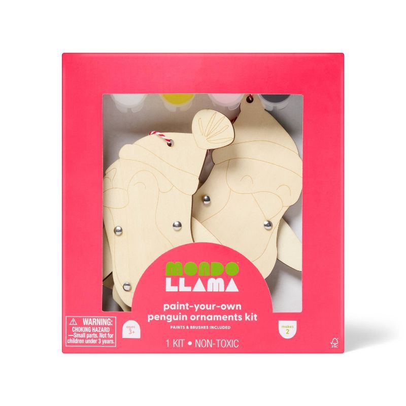 slide 1 of 4, Christmas Craft 2ct Penguin Ornaments Painting Activity Kit - Mondo Llama™, 2 ct