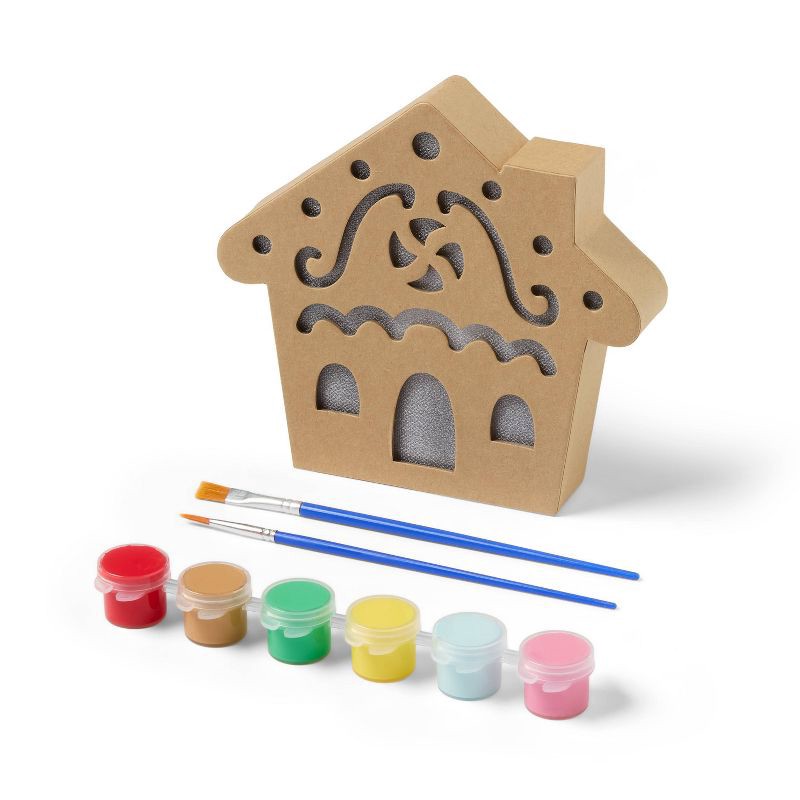 slide 2 of 3, Christmas Craft Lit Paperboard Gingerbread House Painting Activity Kit - Mondo Llama™, 1 ct