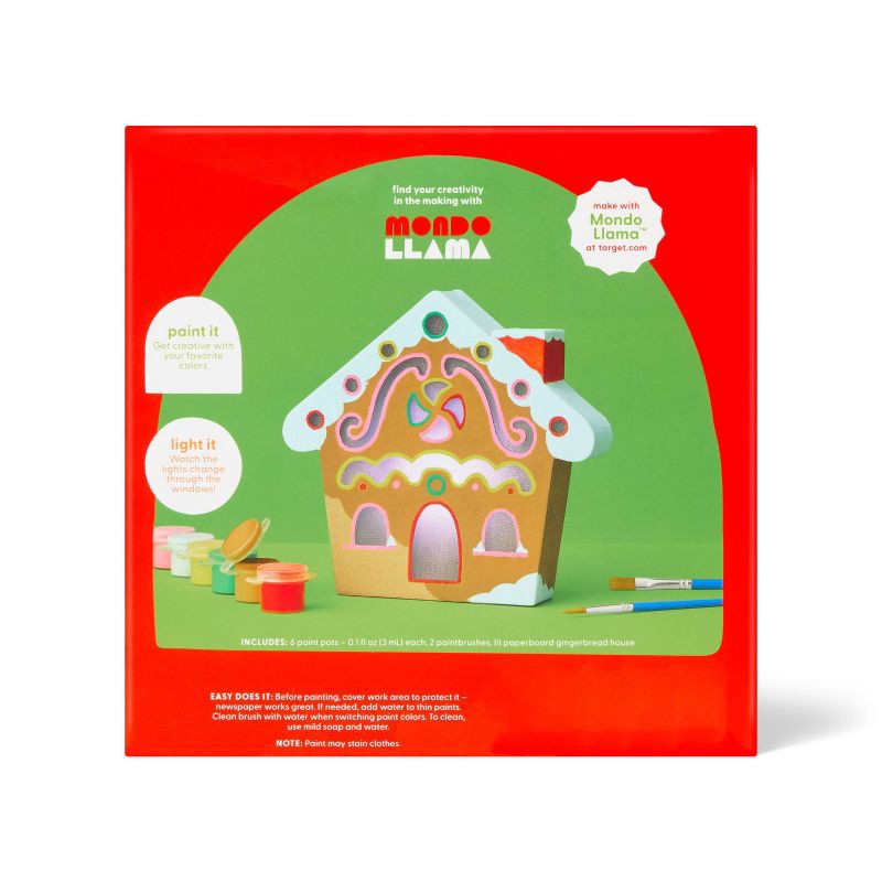slide 3 of 3, Christmas Craft Lit Paperboard Gingerbread House Painting Activity Kit - Mondo Llama™, 1 ct