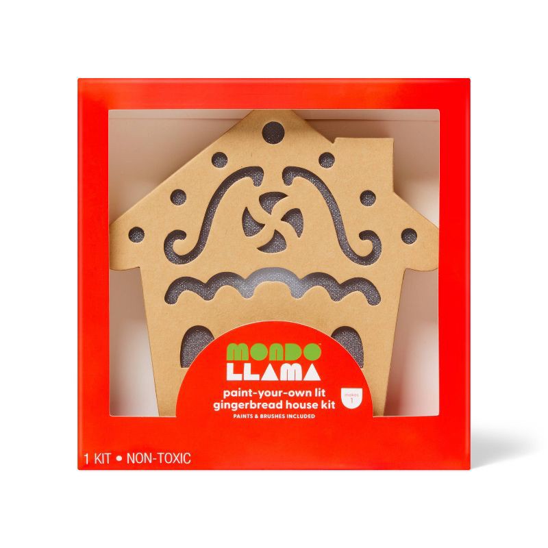 slide 1 of 3, Christmas Craft Lit Paperboard Gingerbread House Painting Activity Kit - Mondo Llama™, 1 ct