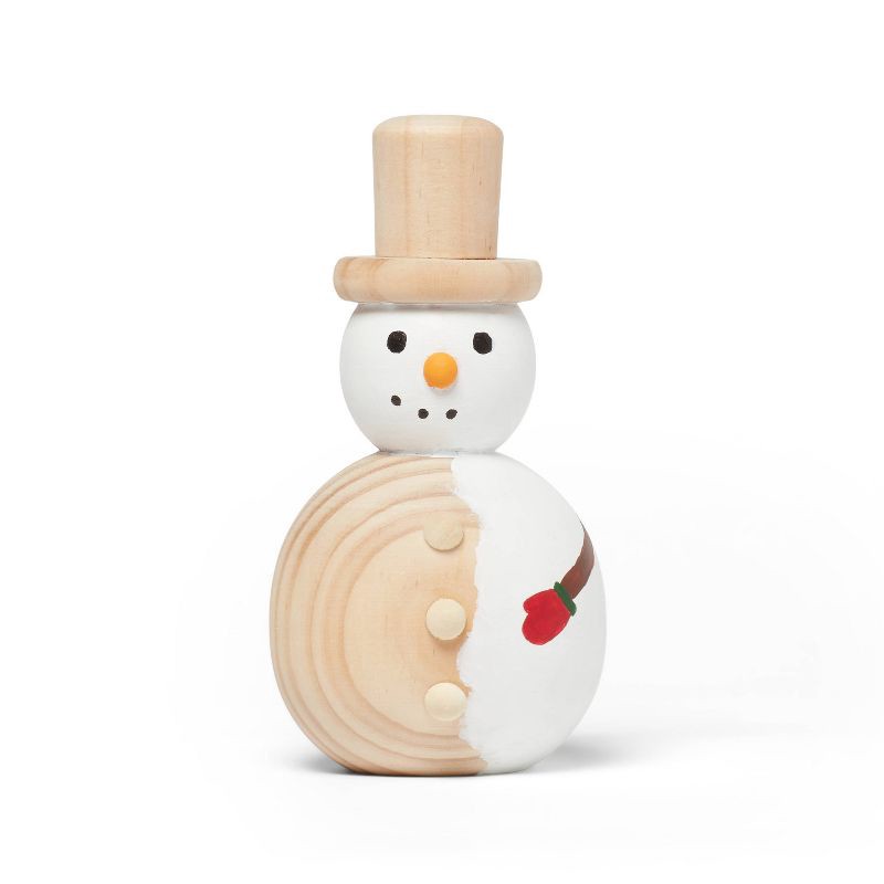 slide 2 of 3, Christmas Craft Snowman Turned Wood Base - Mondo Llama™, 1 ct