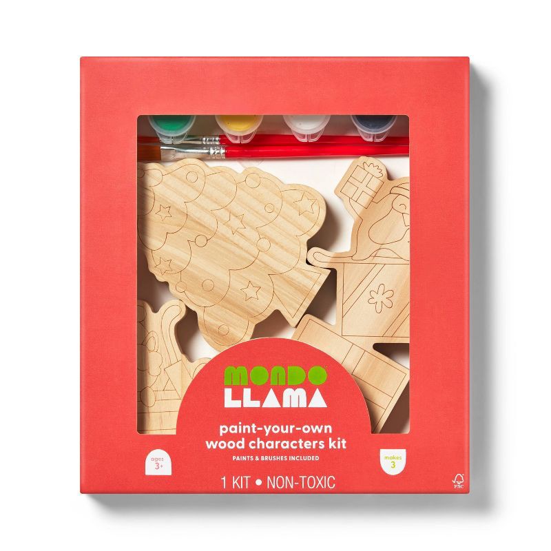 slide 1 of 4, Christmas Craft 3ct Wood Tree and Gifts Painting Activity Kit - Mondo Llama™, 3 ct