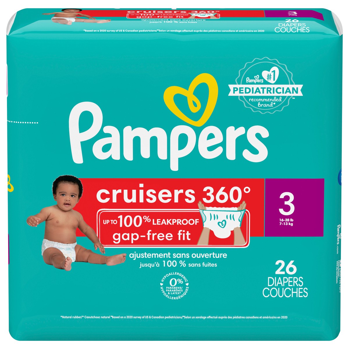slide 2 of 9, Pampers Cruisers 360 Diapers Size 3 26 Count, 26 ct