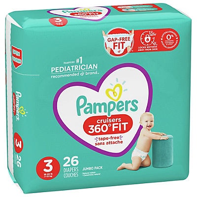 slide 1 of 1, Pampers Cruisers 360 Fit Jumbo Pack Diapers Size 3, 26 ct