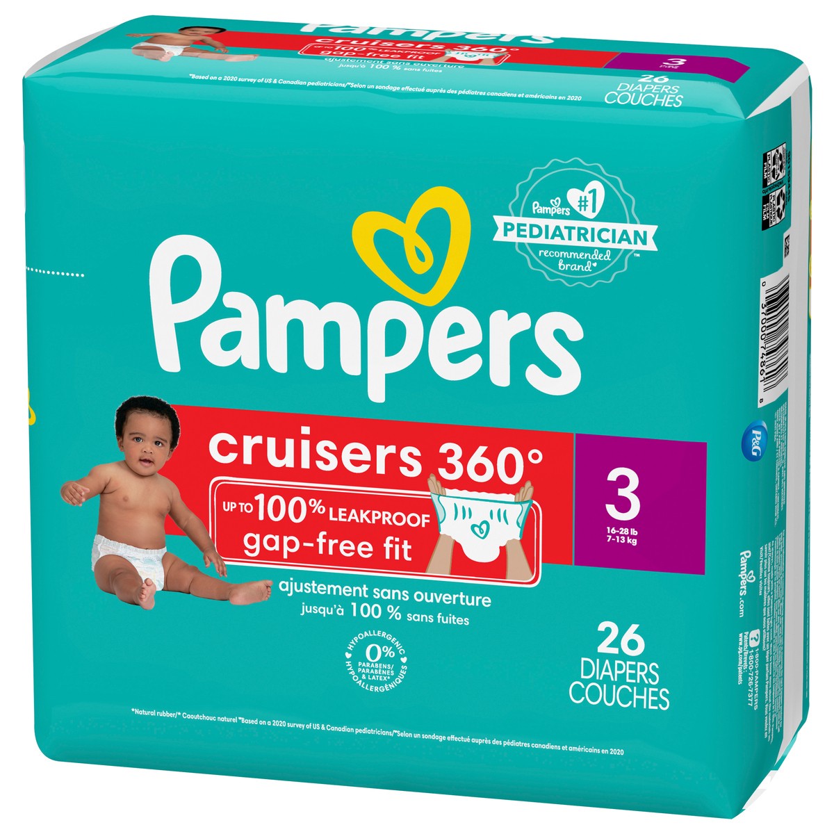 slide 4 of 9, Pampers Cruisers 360 Diapers Size 3 26 Count, 26 ct