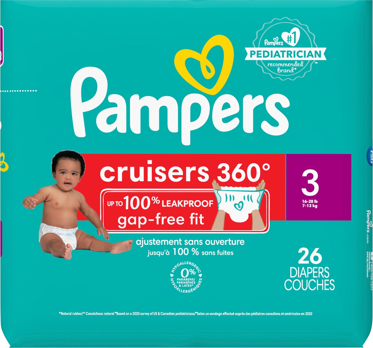 slide 2 of 9, Pampers Cruisers 360 Diapers Size 3 26 Count, 26 ct