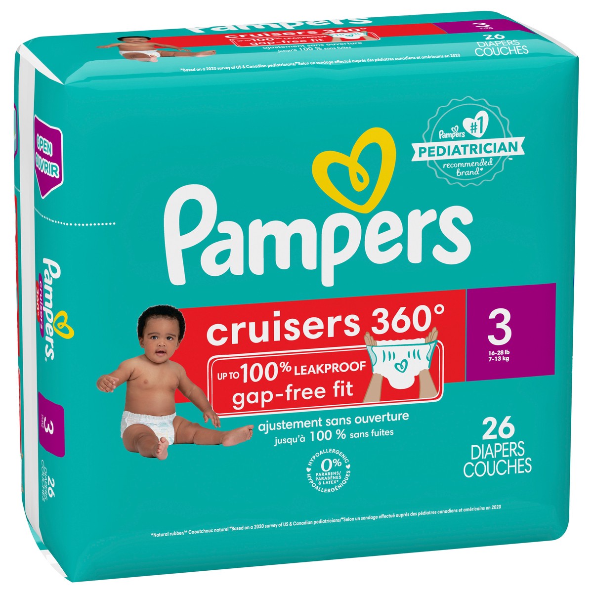 slide 9 of 9, Pampers Cruisers 360 Diapers Size 3 26 Count, 26 ct