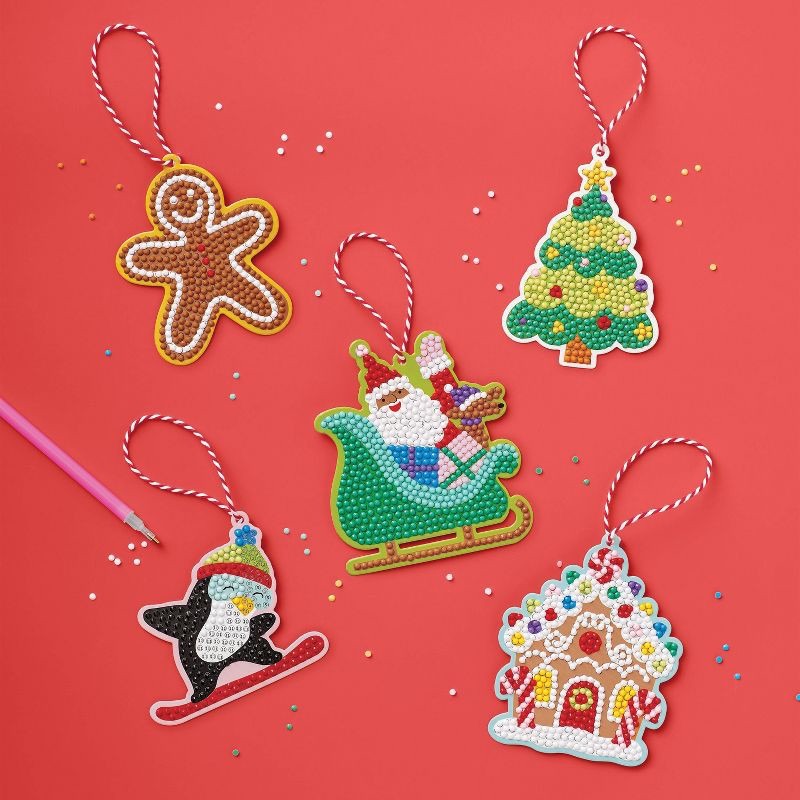 slide 2 of 4, Christmas Craft 5ct Gem Art Gift Tags Activity Kit - Mondo Llama™, 5 ct