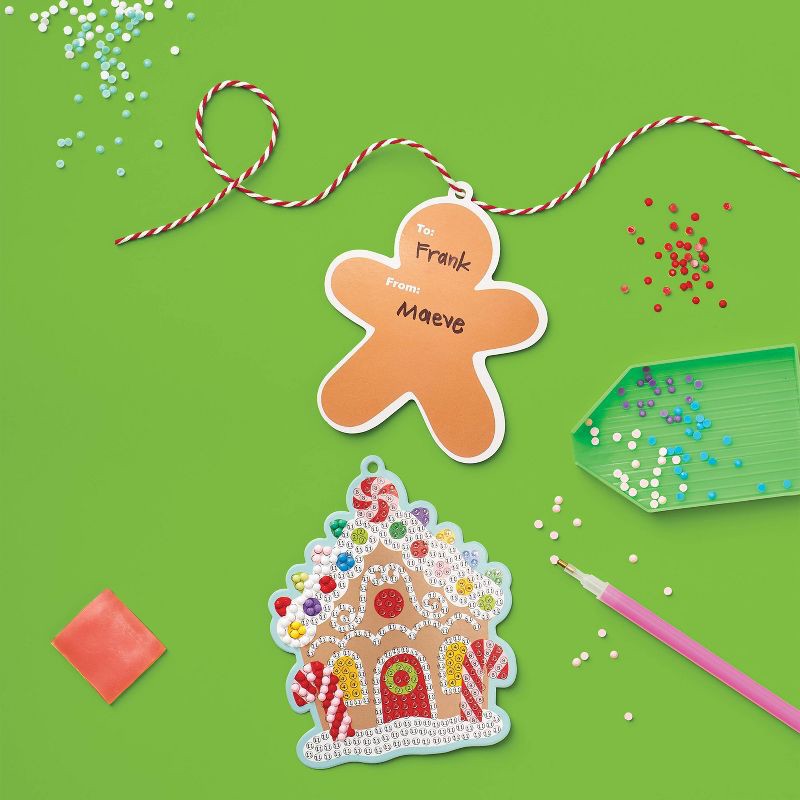 slide 3 of 4, Christmas Craft 5ct Gem Art Gift Tags Activity Kit - Mondo Llama™, 5 ct