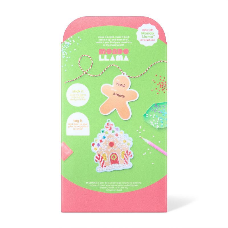 slide 4 of 4, Christmas Craft 5ct Gem Art Gift Tags Activity Kit - Mondo Llama™, 5 ct
