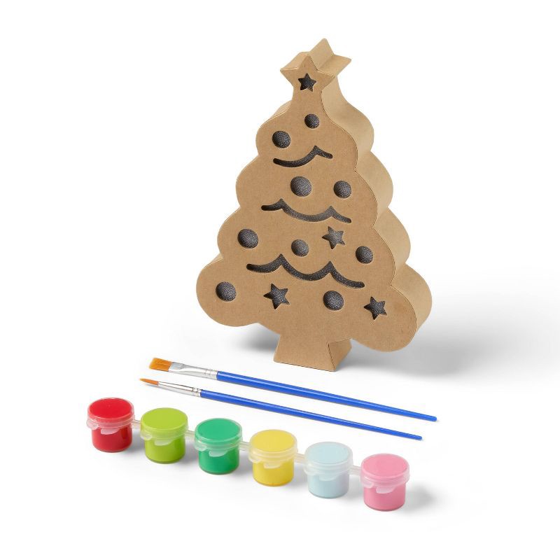 slide 2 of 3, Christmas Craft Lit Paperboard Holiday Tree Painting Activity Kit - Mondo Llama™, 1 ct