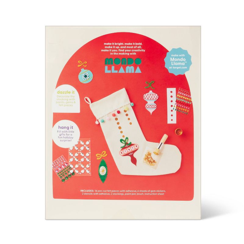 slide 4 of 4, Christmas Craft 2ct Embellished Stocking Decorating Kit - Mondo Llama™, 2 ct