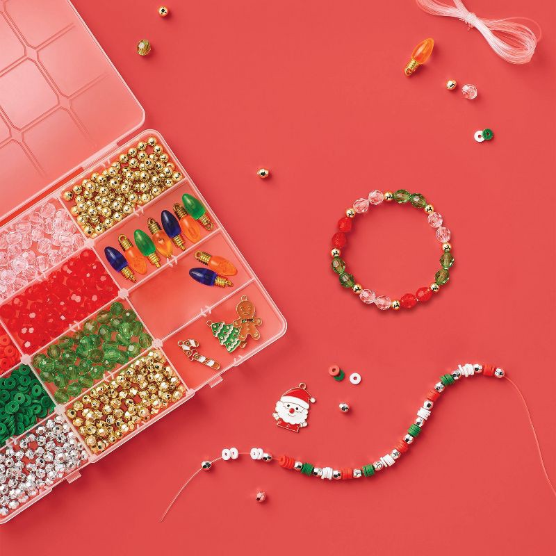 slide 3 of 4, Christmas Craft Beaded Charm Bracelet Activity Kit - Mondo Llama™, 1 ct