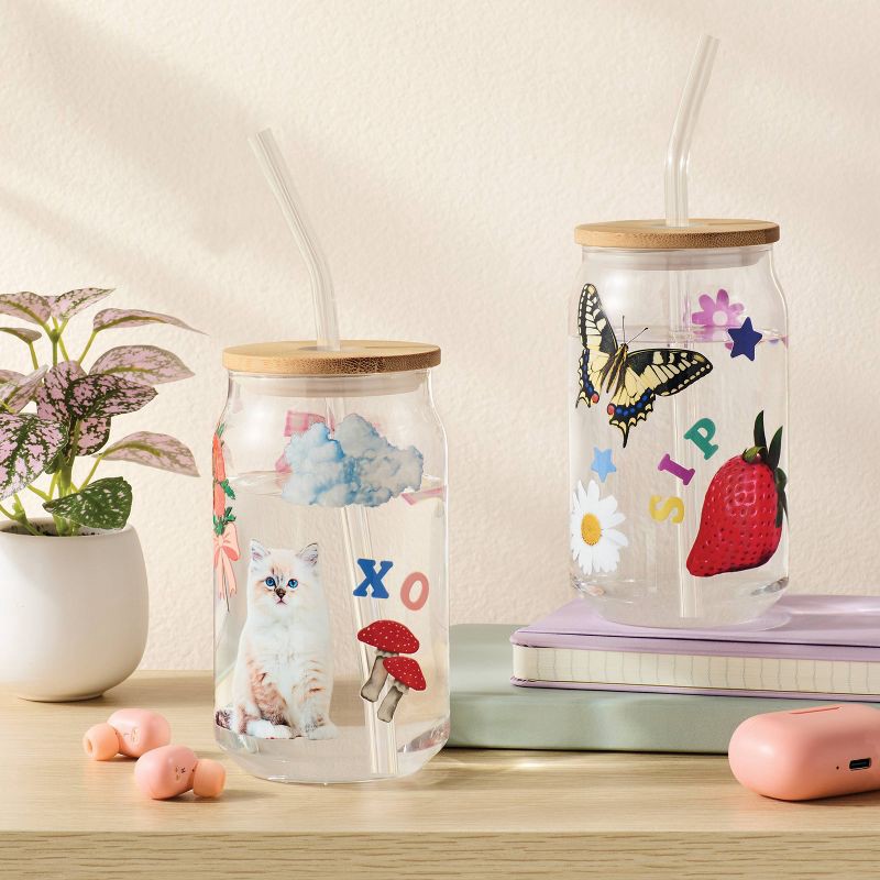 slide 2 of 4, 2ct Glass Tumblers with Stickers Craft Kit Gift - Mondo Llama™, 2 ct