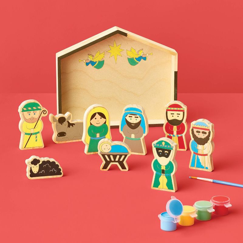 slide 2 of 4, Christmas Craft Wooden Nativity Scene Painting Activity Kit - Mondo Llama™, 1 ct