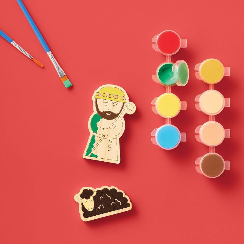 slide 3 of 4, Christmas Craft Wooden Nativity Scene Painting Activity Kit - Mondo Llama™, 1 ct