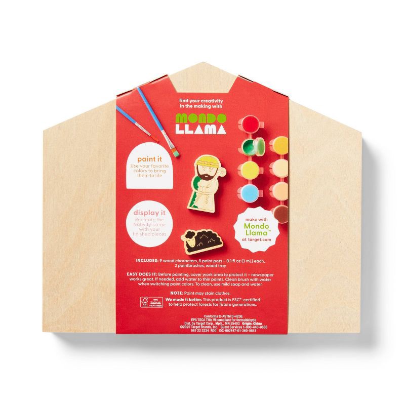 slide 4 of 4, Christmas Craft Wooden Nativity Scene Painting Activity Kit - Mondo Llama™, 1 ct