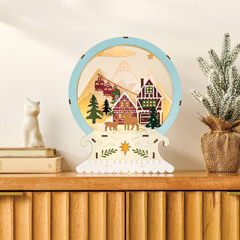 slide 2 of 4, Christmas Craft Lit Layered Wood Snow Globe Painting Kit - Mondo Llama™, 1 ct