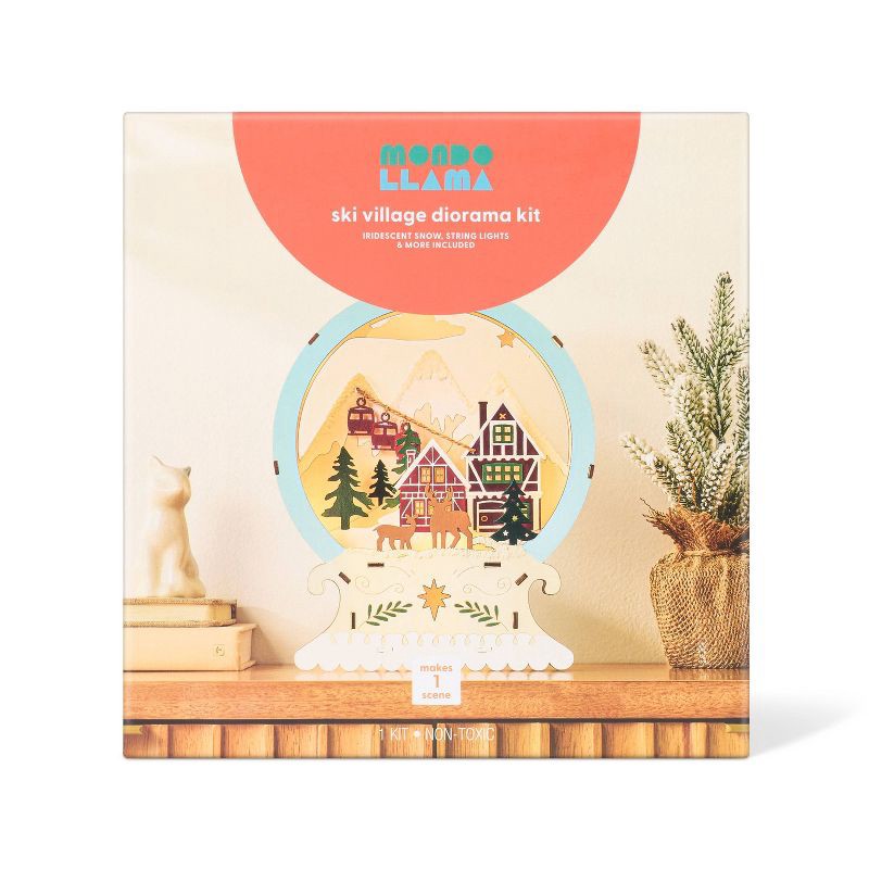 slide 1 of 4, Christmas Craft Lit Layered Wood Snow Globe Painting Kit - Mondo Llama™, 1 ct