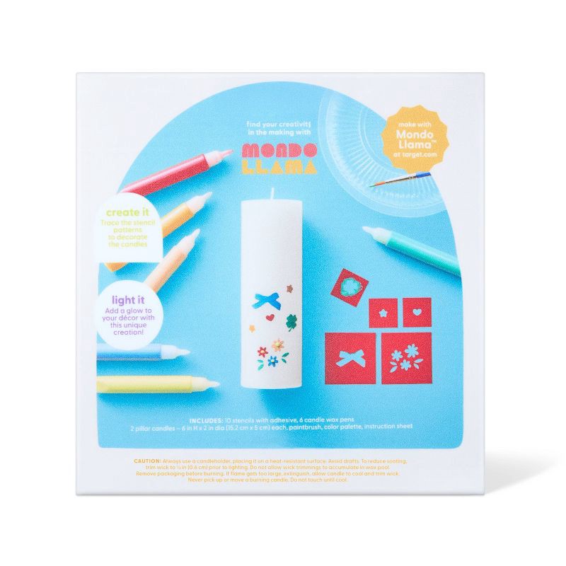 slide 4 of 4, 2ct Pillar Candle Painting Craft Kit Gift - Mondo Llama™, 2 ct