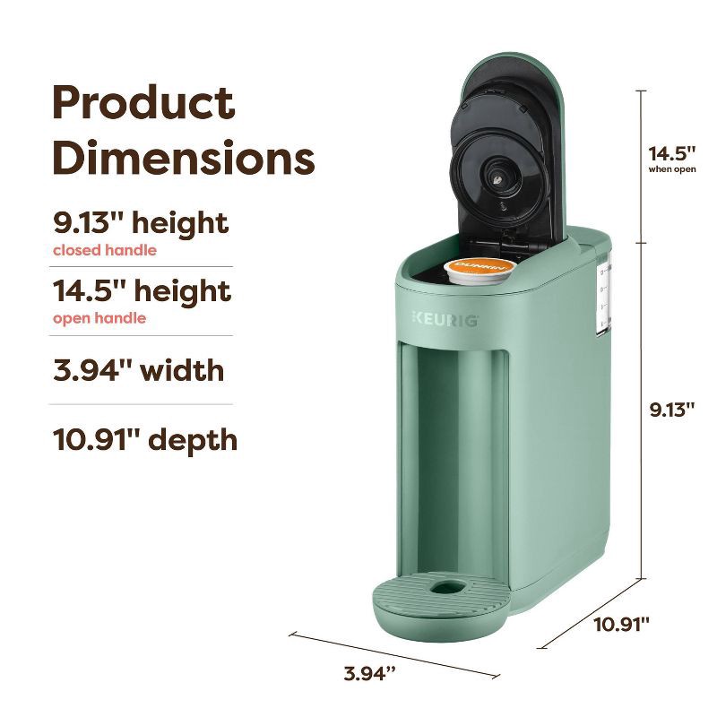 slide 8 of 11, Keurig K-Mini Mate Single-Serve K-Cup Pod Coffee Maker Glamping Green, 1 ct