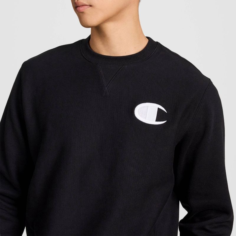 slide 14 of 25, Champion Adult Sizing Iconic Embroidered Crewneck Sweatshirt - Black S, 1 ct