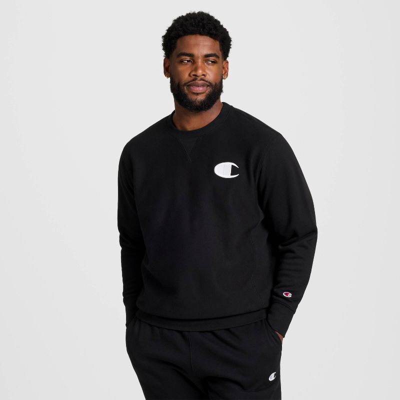 slide 1 of 25, Champion Adult Sizing Iconic Embroidered Crewneck Sweatshirt - Black M, 1 ct
