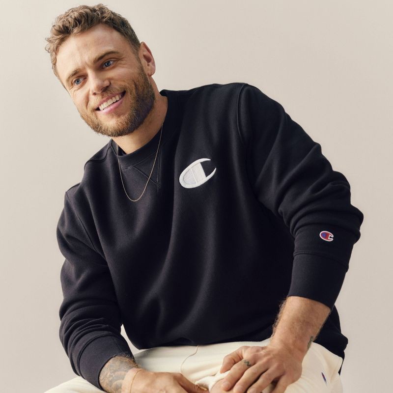 slide 13 of 25, Champion Adult Sizing Iconic Embroidered Crewneck Sweatshirt - Black L, 1 ct