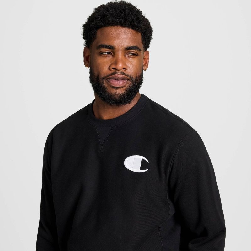slide 11 of 25, Champion Adult Sizing Iconic Embroidered Crewneck Sweatshirt - Black L, 1 ct