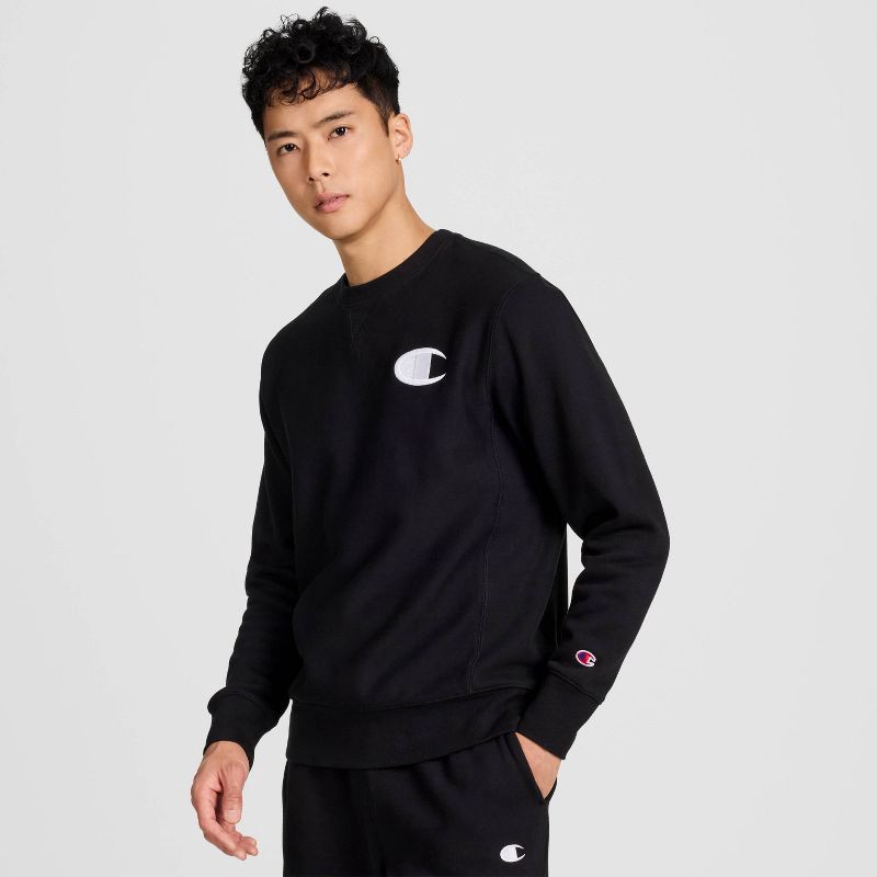 slide 19 of 25, Champion Adult Sizing Iconic Embroidered Crewneck Sweatshirt - Black XXL, 1 ct