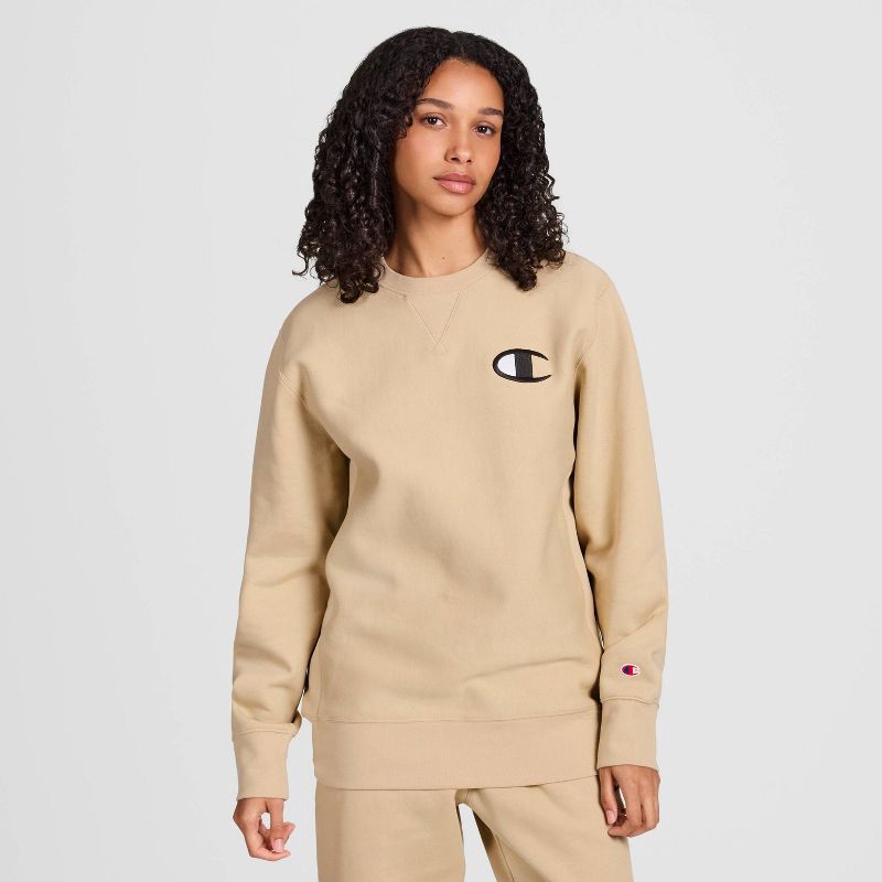 slide 2 of 9, Champion Adult Sizing Iconic Embroidered Crewneck Sweatshirt - Irish Cream S, 1 ct