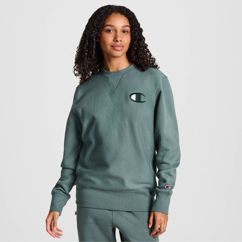 slide 20 of 21, Champion Adult Sizing Iconic Embroidered Crewneck Sweatshirt - Dark Forest XS, 1 ct