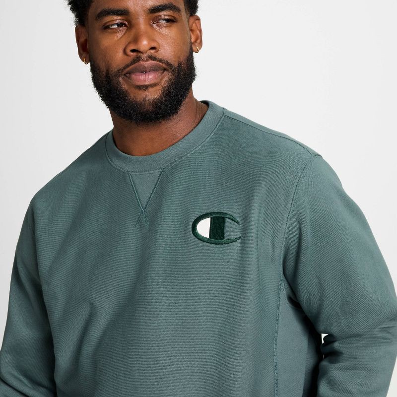 slide 2 of 20, Champion Adult Sizing Iconic Embroidered Crewneck Sweatshirt - Dark Forest M, 1 ct