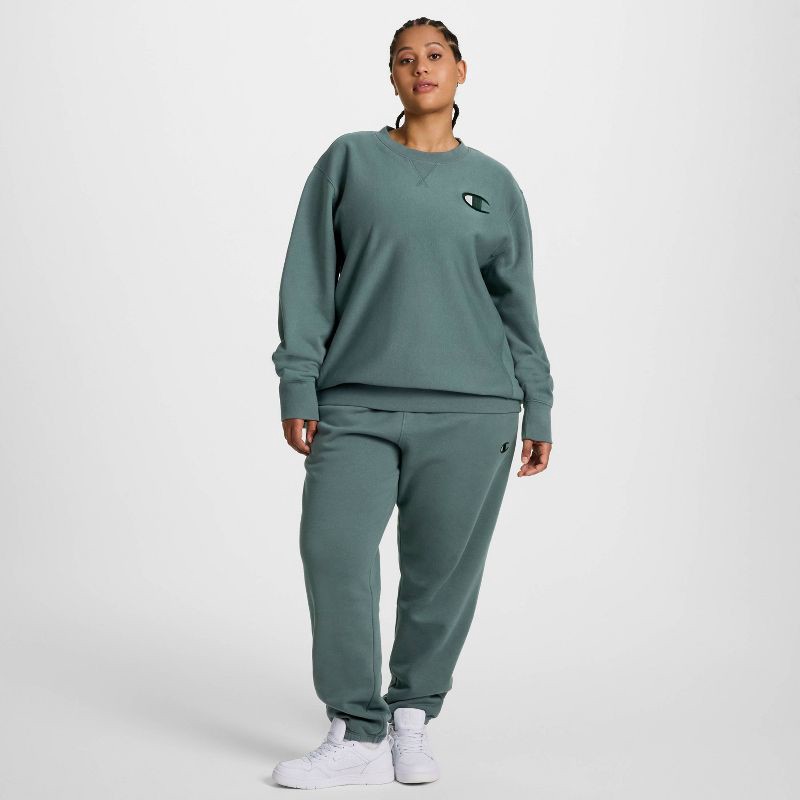 slide 3 of 20, Champion Adult Sizing Iconic Embroidered Crewneck Sweatshirt - Dark Forest M, 1 ct