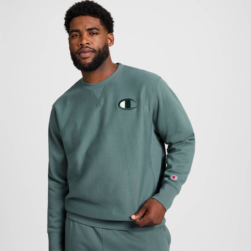 slide 5 of 20, Champion Adult Sizing Iconic Embroidered Crewneck Sweatshirt - Dark Forest M, 1 ct