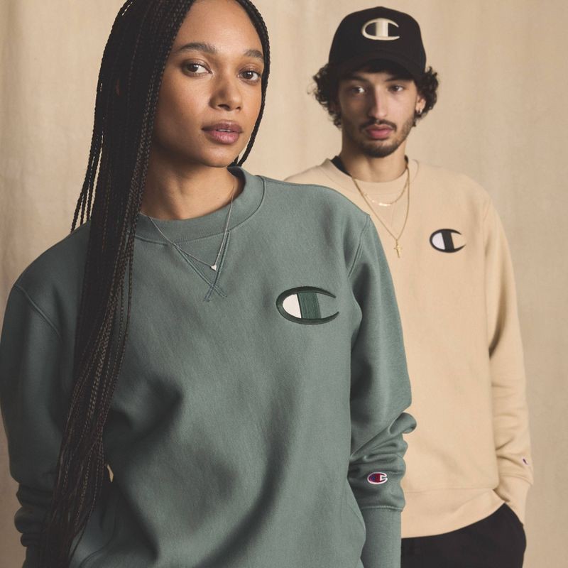 slide 11 of 20, Champion Adult Sizing Iconic Embroidered Crewneck Sweatshirt - Dark Forest M, 1 ct