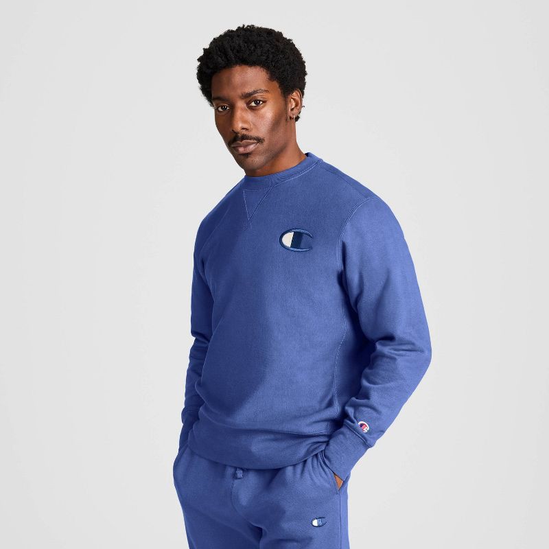 slide 17 of 17, Champion Adult Sizing Iconic Embroidered Crewneck Sweatshirt - Gray Blue XS, 1 ct